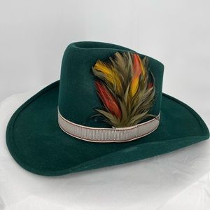 Wool Western Hat WPL 5923  Cowboy Style Hat  100% Wool Green Size 7 EUC